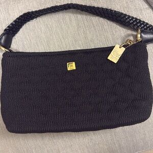 Lina Black Woven Shoulder Bag